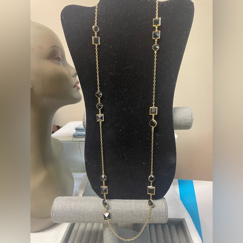 J Crew Black stone Necklace